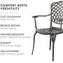 Kinger Home Patio Outdoor Dining Metal Chairs, Set of 2, Cast Aluminum, Lattice Weave Design - Brown