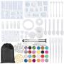NANAPLUMS 159Pcs DIY Jewelry Resin Casting Molds and Tools Full Kit, Silicone Molds for DIY Jewelry Pendant Craft Making Set Contains Resin Molds, Glitter Powder, Glitter Sequins and Tools
