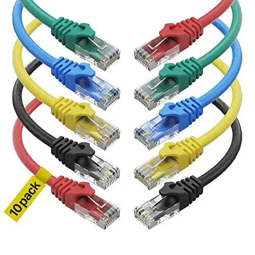 Cat6 Ethernet Cable - 6 ft 10-Pack (1.8m) Cat 6 RJ45, LAN, Utp, Network, Patch, Internet Cable - 6 feet Cat6 Ethernet Cable - 6 ft 10-Pack (1.8m) Cat 6 RJ45, LAN, Utp, Network, Patch, Internet Cable - 6 feet