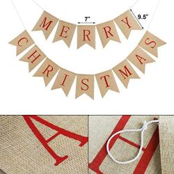 Blissun Merry Christmas Burlap Banners, Jute Burlap Banners, Merry Christmas Banner Decoration, Christmas Banner for Fireplace Wall Tree Home Christmas Decor