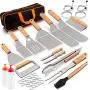 HaSteeL Griddle Accessories Set of 20, Stainless Steel Griddle Spatula Tools Kit with Carrying Bag, Complete Heavy Duty Metal Spatulas for Teppanyaki BBQ/Flat Top/Cast Iron Cooking Grilling Camping HaSteeL Griddle Accessories Set of 20, Stainless Steel Griddle Spatula Tools Kit with Carrying Bag, Complete Heavy Duty Metal Spatulas for Teppanyaki BBQ/Flat Top/Cast Iron Cooking Grilling Camping