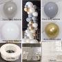 Gray DIY Balloon Garland Arch Kit 16ft Long with Matte Grey- White and Metallic Chrome Golden Latex Balloons for Wedding, Boy Baby Shower, Graduation, Anniversary Party Decorations