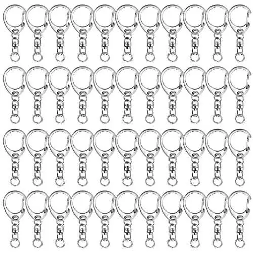 80 Pcs Keychain Clip D Snap Hook, Roctee Metal Key Ring with Chain Hooks for Lanyard Key Chain Crafting, DIY Crafts Keychain Carabiner Clip Hardware with Open Jump Ring (Silver) 80 Pcs Keychain Clip D Snap Hook, Roctee Metal Key Ring with Chain Hooks for Lanyard Key Chain Crafting, DIY Crafts Keychain Carabiner Clip Hardware with Open Jump Ring (Silver)