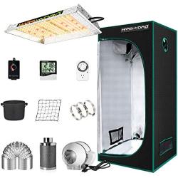 MARS HYDRO Grow Tent Kit Complete TS600W LED Grow Light 2x2ft Full Spectrum Indoor Grow Tent Kit 24''x24''x55'' Hydroponics Grow Tent 1680D Canvas with 4” Ventilation Kit for Grow Setup Kit Grow House