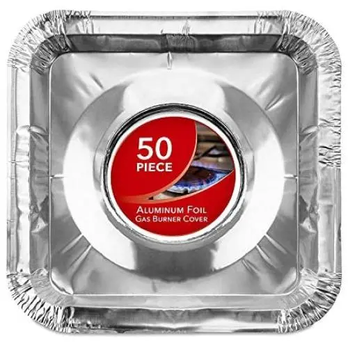 Gas Burner Liners (50 Pack) Disposable Aluminum Foil Square Stove Burner Covers - 8.5 Inch Gas Range Protector Bibs Keep Stove Clean - Foil Liners to Catch Oil, Grease and Food Spills Gas Burner Liners (50 Pack) Disposable Aluminum Foil Square Stove Burner Covers - 8.5 Inch Gas Range Protector Bibs Keep Stove Clean - Foil Liners to Catch Oil, Grease and Food Spills
