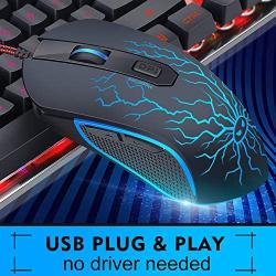 Gaming Keyboard and Mouse Combo, K1 LED Rainbow Backlit Keyboard with 104 Key Computer PC Gaming Keyboard for PC/Laptop