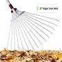 Winslow&Ross Telescopic Metal Rake 63 Inch Adjustable Folding Leaves Rake for Quick Clean Up of Lawn and Yard, Garden Leaf Rake - Perfect for Synthetic Grass Lawn Leaf Carpet Pet Hair Remove