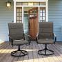 PHI VILLA Patio Swivel Dining Chair Set of 2, Metal Chairs for Kitchen Garden, with Textilene Padded Sling Fabric