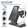 Powlaken Wireless Charger, 4 in 1 Wireless Charging Station Dock for Apple iWatch Series Se 6 5 4 3 2 1, AirPods Pro and Pencil, Charging Stand for iPhone 11, 11 Pro max, Xr, Xs max, X (Grey)