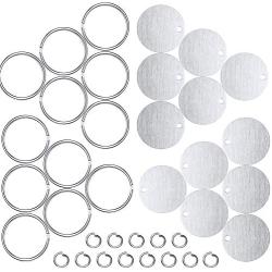 Stamping Blank Tags Set 100 Pieces 1 Inch Round with Hole Aluminum 0.06 Inch Thickness Blanks Tags, 100 Pieces 1 Inch Round Metal Key Chain Rings and 100 Pieces 0.3 Inch Split Rings