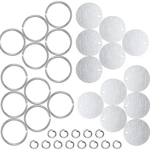 Stamping Blank Tags Set 100 Pieces 1 Inch Round with Hole Aluminum 0.06 Inch Thickness Blanks Tags, 100 Pieces 1 Inch Round Metal Key Chain Rings and 100 Pieces 0.3 Inch Split Rings Stamping Blank Tags Set 100 Pieces 1 Inch Round with Hole Aluminum 0.06 Inch Thickness Blanks Tags, 100 Pieces 1 Inch Round Metal Key Chain Rings and 100 Pieces 0.3 Inch Split Rings