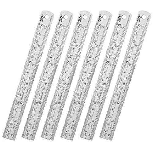 Ruler Metal Straight Edge Ruler Stainless Steel Ruler 6 Inch Ruler Set Rulers Bulk 6 Pack
