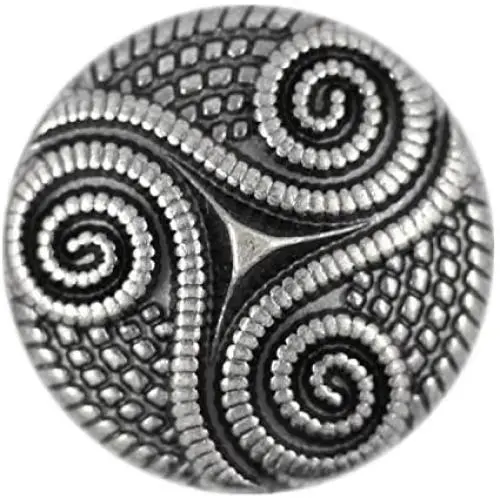Bezelry 8 Pieces Roped Celtic Triple Spiral Gray Silver Color Metal Shank Blazer Button. 25mm (1 inch)