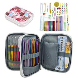 Katech Crochet Hooks Kit with Case, 85-Piece Crochet Hooks Set, Ergonomic Crochet Hooks Knitting Needles Weave Yarn Kits DIY Hand Knitting Art Tools for Beginners and Experienced Crochet Lovers