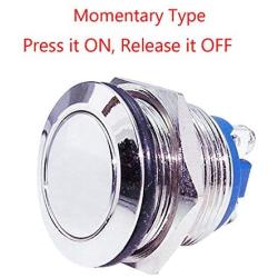 ESUPPORT Car 19mm Momentary Stainless Metal Push Button Switch 3A/250V 2Pin Pack of 5