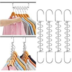 AMKUFO 4 Pack Space Saving Hangers Magic Hangers Metal Clothes Hangers Organizer Cascading Hangers Gain 80% More Space