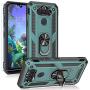 PUSHIMEI Compatible for LG Aristo 5/K8X/Phoenix 5/Fortune 3/Tribute Monarch/Risio 4 case,Military Grade Protection Phone Case Cover with HD Screen Protector Magnetic Ring Kickstand (Dark Green)