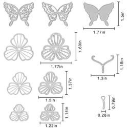 Cutting Dies Metal, Butterfly and Flower Decoration Embossing Stencils for DIY Scrapbooking Photo Album Decorative DIY Paper Cards Making Gift, Greeting Metallic Die Cut