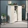 Sauder Harbor View Craft and Sewing Armoire with Table, Antiqued White finish
