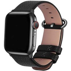 Fullmosa Compatible Apple Watch Band 38mm 40mm 42mm 44mm Leather Compatible iWatch Band/Strap Compatible Apple Watch SE & Series 6 5 4 3 2 1, 38mm 40mm Black + Gunmetal Buckle