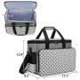 Yarwo Sewing Machine Carrying Case with Bottom Wooden Board, Universal Sewing Machine Tote Compatible with Most Standard Sewing Machine and Accessories, Gray with Grid