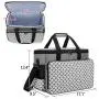 Yarwo Sewing Machine Carrying Case with Bottom Wooden Board, Universal Sewing Machine Tote Compatible with Most Standard Sewing Machine and Accessories, Gray with Grid