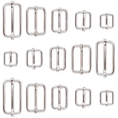 Swpeet 100 Pcs Metal Rectangle Adjuster Triglides Slides Buckle, Roller Pin Buckles Slider Strap Adjuster for Belt Bags DIY Accessories - 13mm / 15mm / 20mm / 25mm/ 35mm Swpeet 100 Pcs Metal Rectangle Adjuster Triglides Slides Buckle, Roller Pin Buckles Slider Strap Adjuster for Belt Bags DIY Accessories - 13mm / 15mm / 20mm / 25mm/ 35mm