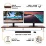 Large Dual Monitor Stand for Computer Screens - Solid Bamboo Riser Supports The Heaviest Monitors, Printers, Laptops or TVs - Perfect Shelf Organizer for Office Desk Accessories & TV Stands (Brown)