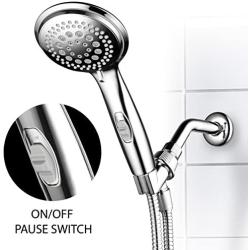 Dream Spa 1459 9-Setting High-Power Ultra-Luxury Handheld Shower Head with Patented ON/OFF Pause Switch and 5-7 foot Stretchable Stainless Steel Hose (Premium Chrome) Use as overhead or handshower