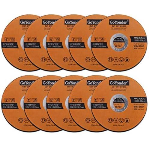 GoYonder 10 Pack 4.5'' Cutting Wheel for Metal, Stainless, Steel 4-1/2'' x 0.045 x 7/8-Inch Ultra Thin Cut-Off Wheel for Angle Grinders