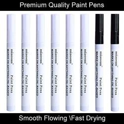 Oil Paint Markers,8Pack (6Pack White and 2Pack Black)0.7mm Medium Tip Paint Pens High Volume Ink Water and Fade Resistant for Rock Painting-Stone, Ceramic, Metal, Glass, Wood, Fabric by miaosun.