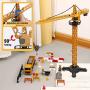 CUTE STONE Alloy Construction Vehicles Truck Toy Set, Kids Engineering Truck Playset, Crane, Excavator, Cement, Fuel Truck, Wheel Loader with 3 Interchangeable Parts,Gift for Toddlers Boys Children