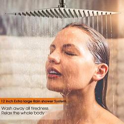 Cobbe Shower System,Shower Faucets Sets Complete,12 inches Rainfall Shower Head with Handheld, Shower Faucet Set for Bathroom Rough-in Valve Body and Trim Included