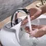Charmingwater Automatic Sensor Touchless Bathroom Sink Faucet with Hole Cover Plate, Chrome Vanity Faucets, Hands Free Bathroom Water Tap with Control Box and Temperature Mixer