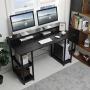 Sedeta Computer Desk with Storage Shelves and Hutch, 55 inch Office Desk with Printer Monitor Shelf CPU Stand, Large Computer Table, Studying Writing Desk Workstation for Home Office, Black