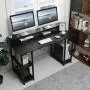 Sedeta Computer Desk with Storage Shelves and Hutch, 55 inch Office Desk with Printer Monitor Shelf CPU Stand, Large Computer Table, Studying Writing Desk Workstation for Home Office, Black