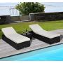 Outsunny 3-Piece Rattan Wicker Patio Chaise Lounge Set with 5 Backrest Angles, Thick Cushions, & Matching Table, Coffee