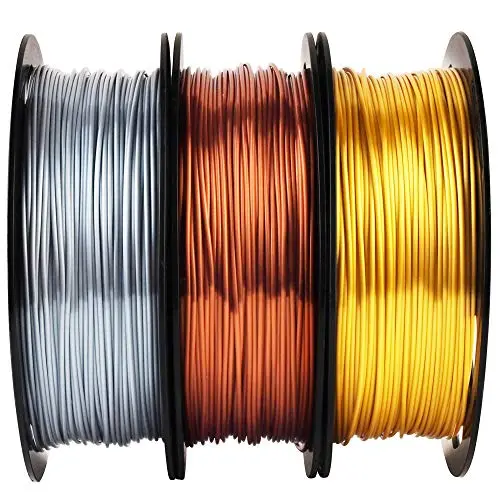 Shiny Silk Gold Silver Copper PLA Filament Bundle, 1.75mm 3D Printer Filament, Each Spool 0.5kg, 3 Spools Pack, with One 3D Printer Remove or Stick Tool MIKA3D Shiny Silk Gold Silver Copper PLA Filament Bundle, 1.75mm 3D Printer Filament, Each Spool 0.5kg, 3 Spools Pack, with One 3D Printer Remove or Stick Tool MIKA3D