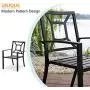 PHI VILLA Metal Patio Dining Chairs Set of 4 Pack with Armrest for Kitchen,Backyard,Balcony - Black Outdoor Furniture