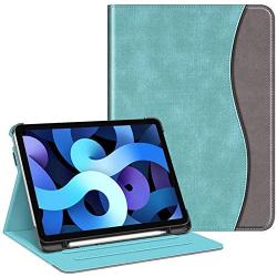 Fintie Case for iPad Air 4 10.9 Inch 2020 with Pencil Holder, Multi-Angle Viewing Cover [Supports Pencil 2nd Gen Charging] with Pocket, Auto Sleep/Wake for iPad Air 4th Generation, Turquoise