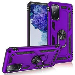 Galaxy S20 FE (6.5 inch) Case, Magnetic Shockproof 360 Degree Rotating Metal Ring Holder for Car Mount with Back Stand Case for Galaxy S20FE - 5G 2020 (Purple)