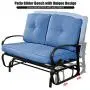 Giantex Loveseat Outdoor Patio Rocking Glider Cushioned 2 Seats Steel Frame Furniture (Navy)