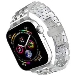 ARTCHE Smartwatch Band Compatible with Apple Watch 42mm 44mm, Premium Stainless Steel Replacement Strap Metal Sports Wristband Link Belt for iWatch Series 5/4/3/2/1, Silver