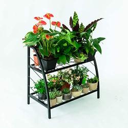 C-Hopetree Metal Plant Stand - Indoor Outdoor Pot Rack-2 Shelf