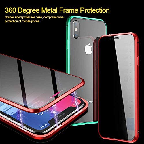 Anti Peeping Magnetic Case for iPhone 7plus/8plus, Privacy Case with Clear Double Sided TempeDark Green Glass [Magnet Absorption Metal Bumper Frame] 360°Protection for iPhone 7plus/8plus-Green