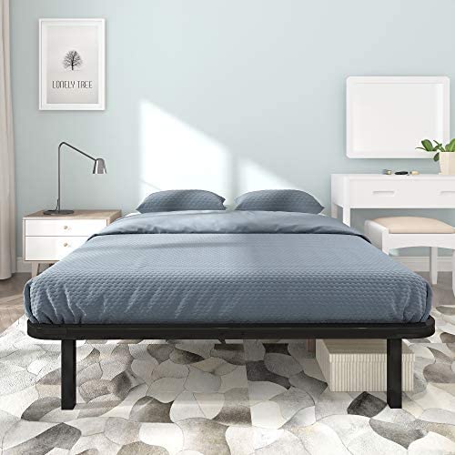 YITAHOME Queen Bed Frame 10 Inch Metal Platform with Wood Slats Support Reinforced Mattress Foundation 1000 Lbs Heavy Duty No Box Spring Needed, Black