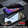 Anti-Peeping iPhone SE 2020, iPhone 8 iPhone 7 360° Full Body Case ,Clear Double Sided Tempered Glass [Magnetic Adsorption] Metal Bumper Protection Privacy Cover Anti-Spy (Black, iPhone7/8/SE(2020))