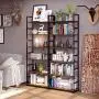 Homfa Industrial Bookcase 6-Tier, 27.5L x 11.8W x 76.5H Inches Free Standing Plant Flower Stand Rack Books Display Shelf with Metal Frame, Multipurpose Utility Organizer Shelf for Home Office Homfa Industrial Bookcase 6-Tier, 27.5L x 11.8W x 76.5H Inches Free Standing Plant Flower Stand Rack Books Display Shelf with Metal Frame, Multipurpose Utility Organizer Shelf for Home Office