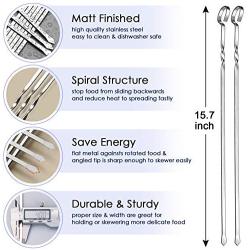 HaSteeL 22 Packs Kabob Skewers for Grilling, 15.7” Flat Metal Kabob Sticks with Storage Bag, Reusable 20Pcs Stainless Steel Long Skewers & 1 Basting Brush for Shish Kabobs, Meat, Vegetable, Shrimp