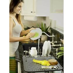 XL Premium Silicone Dish Drying Mat & Counter Protector with BONUS Scrubby | Hygienic | Stable Wide Ridges | Easy To Wipe Clean & Dishwasher Safe | Heat Resistant up to 450º 17.8 x 15.8’’